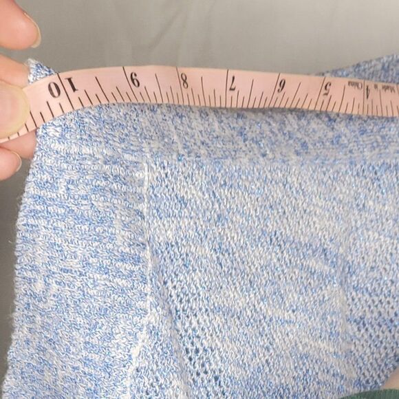 New York & Company Blue Sparkle and White Boat Neck Short Dolman Sleeve - Picture 12 of 14